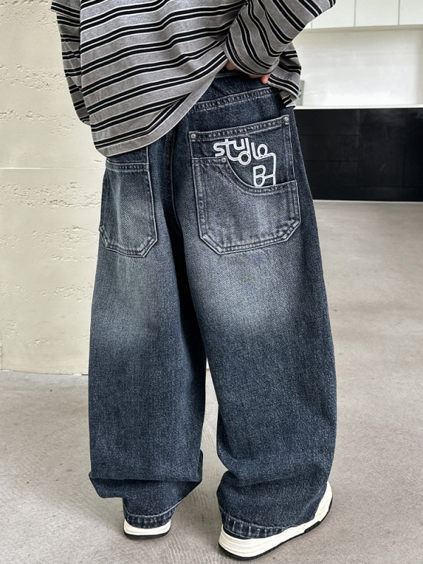 Дънки за момчета - деним от памук и полиестер (68/32), средна талия с еластична лента, деним с мека обработка, подходящи за пролет и есен