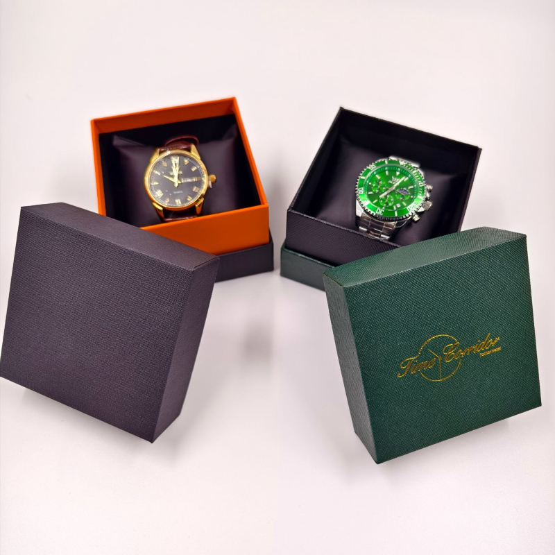 Aoli kutija za satove - papirnato pakiranje nakita, model Middle Cover Watch Box, poklopac u poklopcu, otisak logotipa vrućim žigom