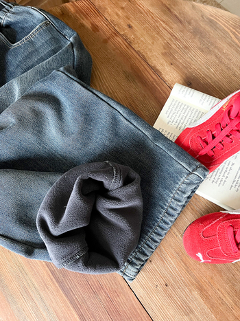 Dječje traperice ravnog kroja, korejskog stila, debeli denim s fleece podstavom, srednji pojas, za uzrast 3–8 godina