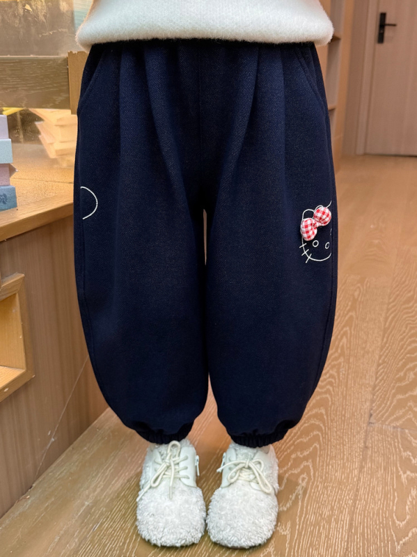 Dječje hlače s flis podstavom, casual stil, karikaturni uzorak (pamuk-mješavina 50% pamuk, elastični pojas, za djecu 3–8 godina (100–140 cm), zimsko-jesenski model 2025)