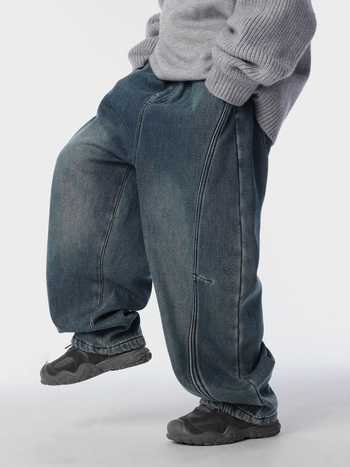 Fiúknak szóló farmernadrág, téli 2025, Casual stílus, puha twill denim, 65% pamut, középmagas derekú elasztikus övvel