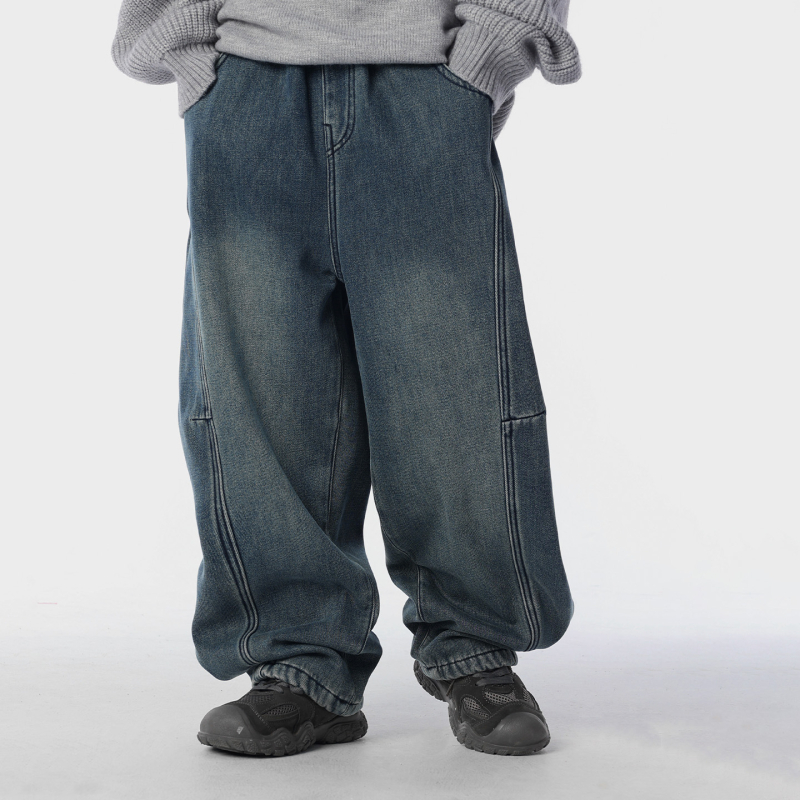 Fiúknak szóló farmernadrág, téli 2025, Casual stílus, puha twill denim, 65% pamut, középmagas derekú elasztikus övvel