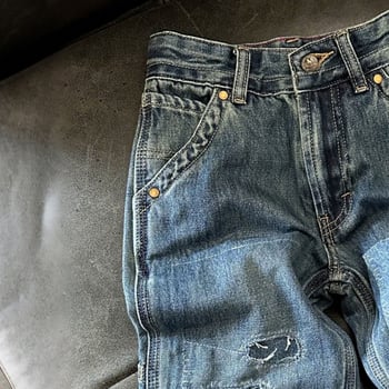 Dječje traperice, korejskog stila, osnovni kroj, poliester denim, mekana obrada, niski struk, elastični pojas, jednobojne