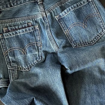 Dječje traperice, korejskog stila, osnovni kroj, poliester denim, mekana obrada, niski struk, elastični pojas, jednobojne