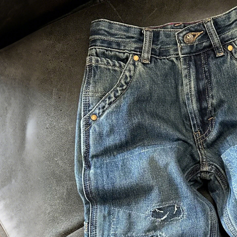 Dječje traperice, korejskog stila, osnovni kroj, poliester denim, mekana obrada, niski struk, elastični pojas, jednobojne