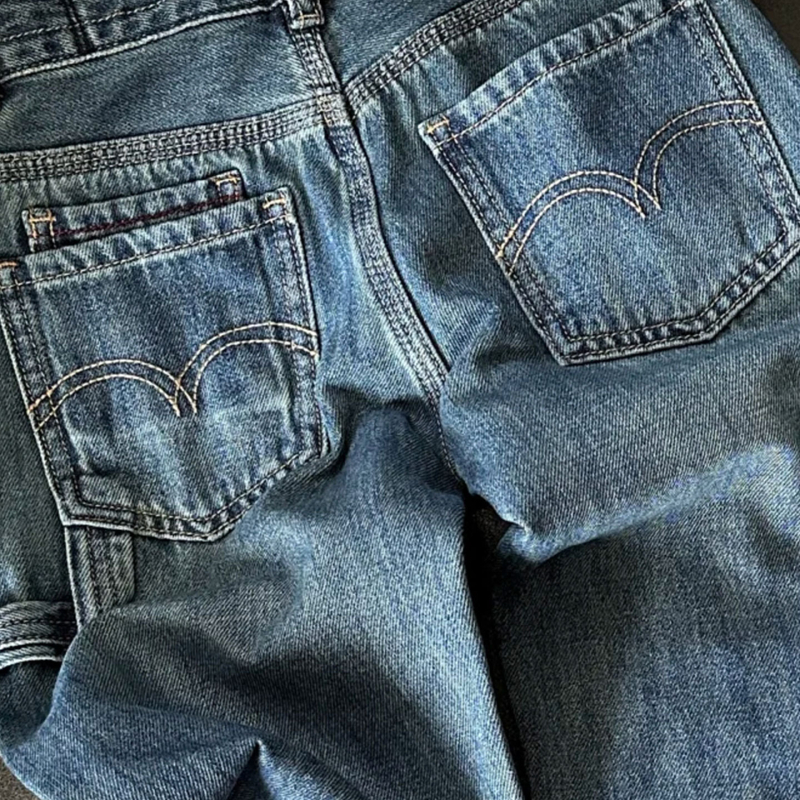 Dječje traperice, korejskog stila, osnovni kroj, poliester denim, mekana obrada, niski struk, elastični pojas, jednobojne