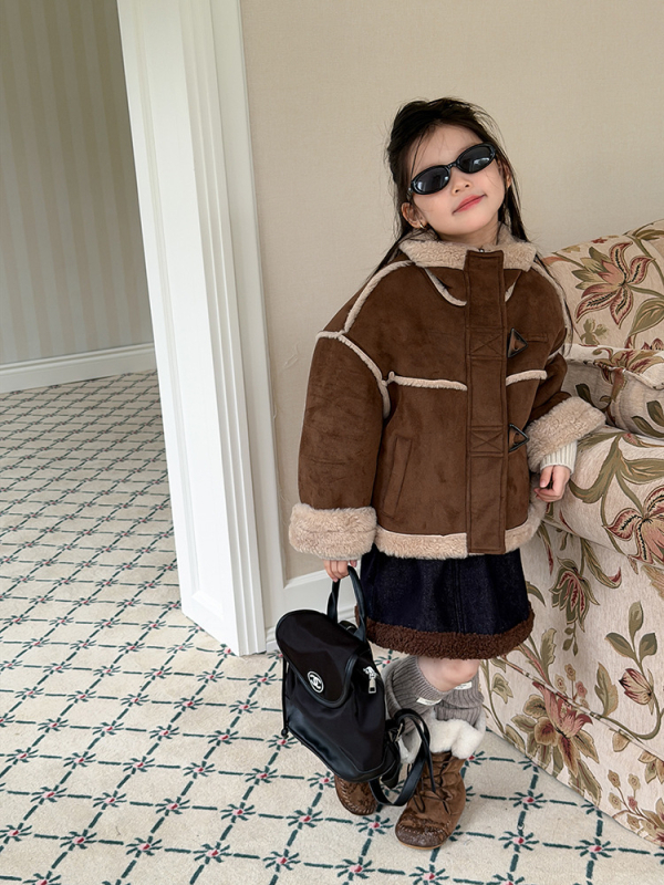 Gyerekeknek készült fleece-belelt A-vonalú farmer szoknya, Denim 180 g, 94% pamut 6% poliészter, téli