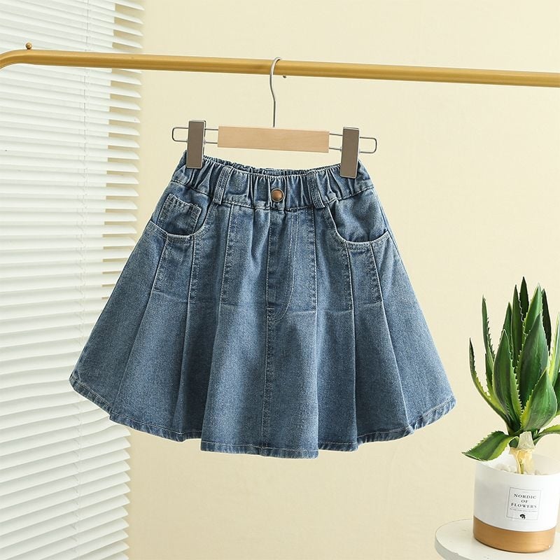 Dječja djevojčica s visokim strukom plisirana suknja od pamuka 51–70%, mekana obrada, za uzrast 8+