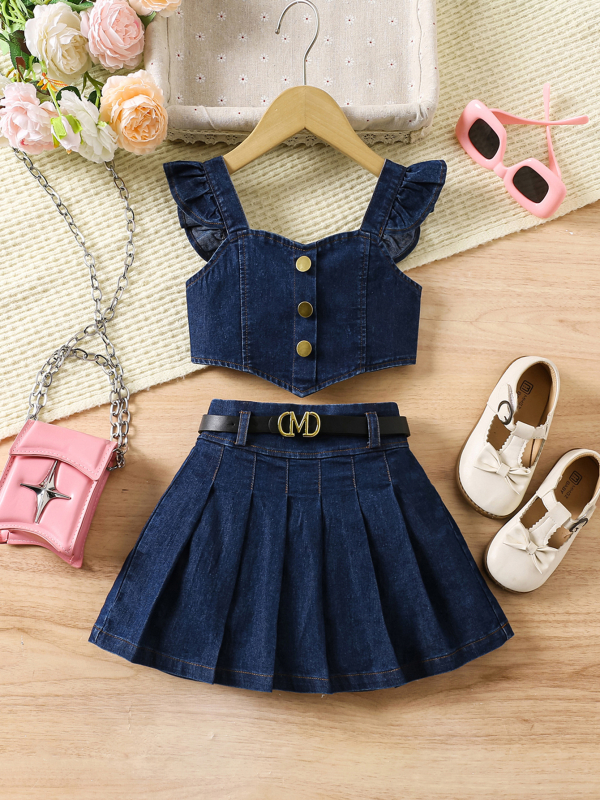 Costum pentru copii din două piese, din bumbac, pentru vârsta 3–8 ani, sezon vară, primăvară și toamnă.