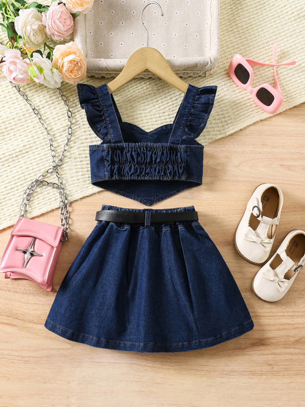 Costum pentru copii din două piese, din bumbac, pentru vârsta 3–8 ani, sezon vară, primăvară și toamnă.