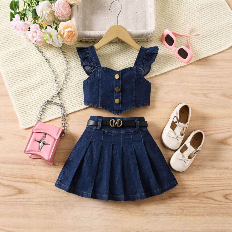 Costum pentru copii din două piese, din bumbac, pentru vârsta 3–8 ani, sezon vară, primăvară și toamnă.