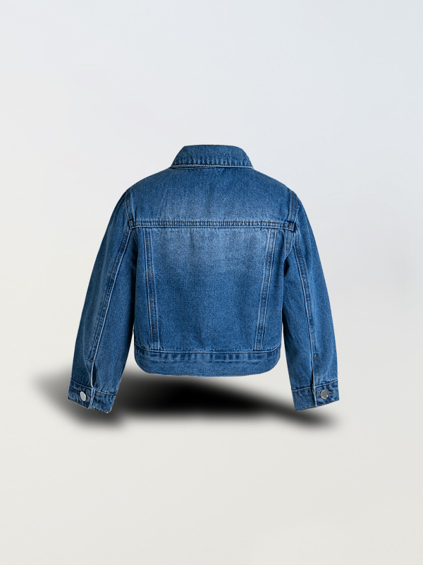 Jachetă de denim pentru fete cu imprimeu graffiti inimă, mâneci lungi, închidere cu nasturi, 98% bumbac, potrivită pentru primăvară și toamnă