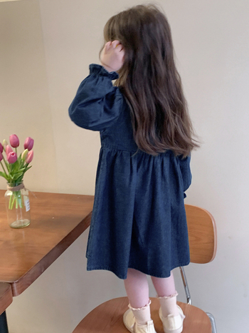 Djevojčice džins haljina s izvezom, korejski stil, dugi rukavi, za djecu 3-8 godina, proljeće i jesen.