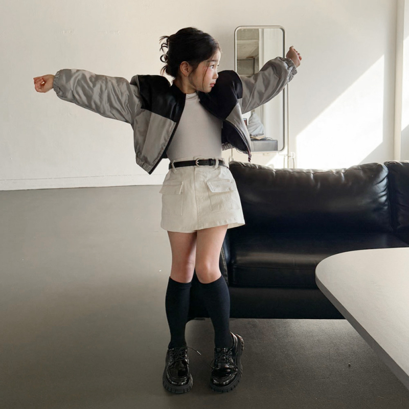 Lányoknak szóló pamut denim szoknya beépített rövidnadrággal, 100% pamut, lágyított felület, 3–8 éveseknek