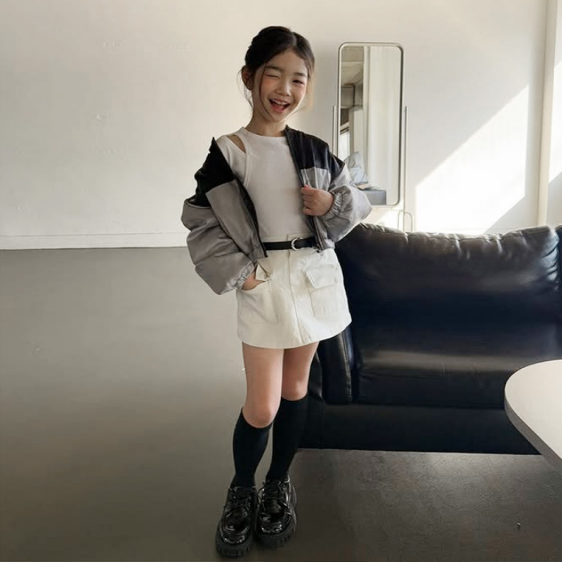 Lányoknak szóló pamut denim szoknya beépített rövidnadrággal, 100% pamut, lágyított felület, 3–8 éveseknek