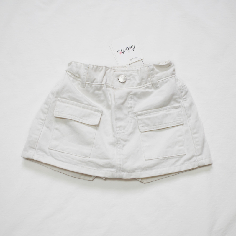 Lányoknak szóló pamut denim szoknya beépített rövidnadrággal, 100% pamut, lágyított felület, 3–8 éveseknek