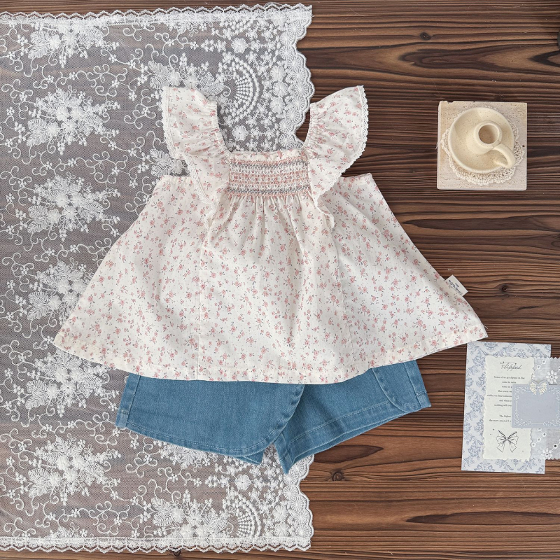 Dječja denimska suknja s naramenicama, elastična, 90% pamuk, A-linija, ljeto