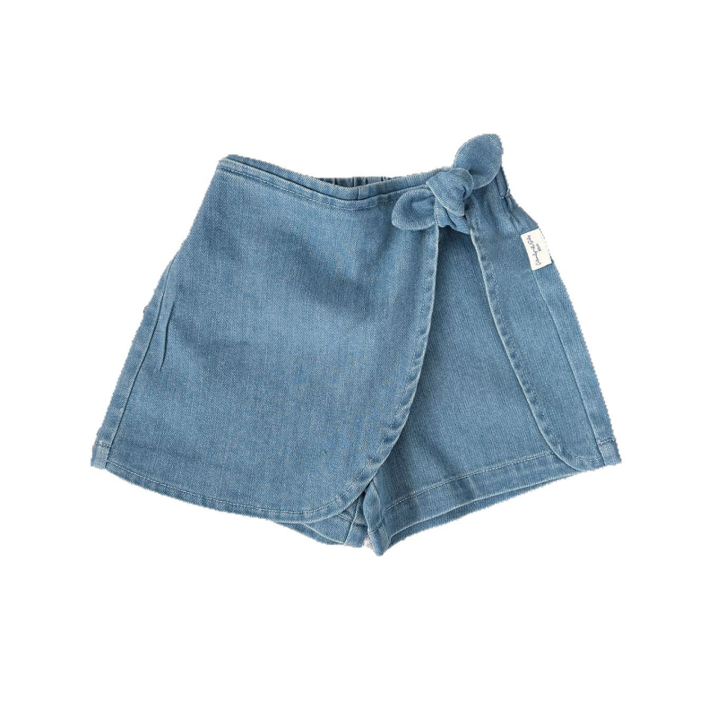 Dječja denimska suknja s naramenicama, elastična, 90% pamuk, A-linija, ljeto