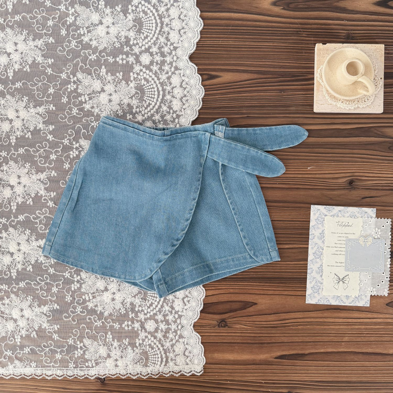 Dječja denimska suknja s naramenicama, elastična, 90% pamuk, A-linija, ljeto