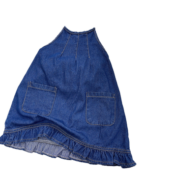 Dječje haljine s halterom i otvorenim leđima, denim stil, A-linija, jednobojna, 50% poliester, za uzrast 3–8 godina, ljeto 2024