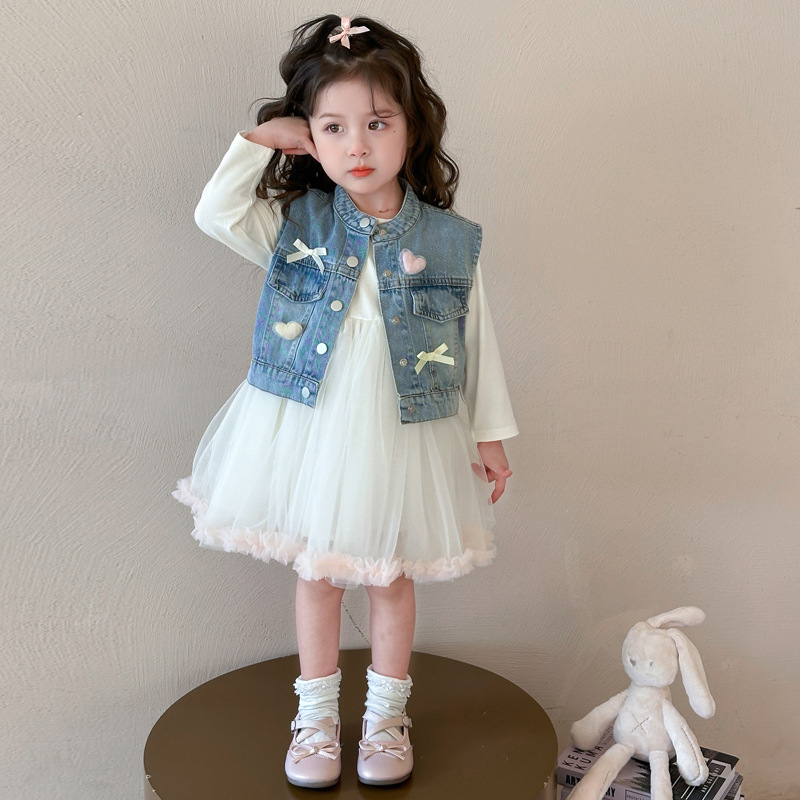 Set haljina za djevojčice u stilu princeze, duge rukave, mrežasti materijal mesh, pamuk 95%, podstava najlon 90%