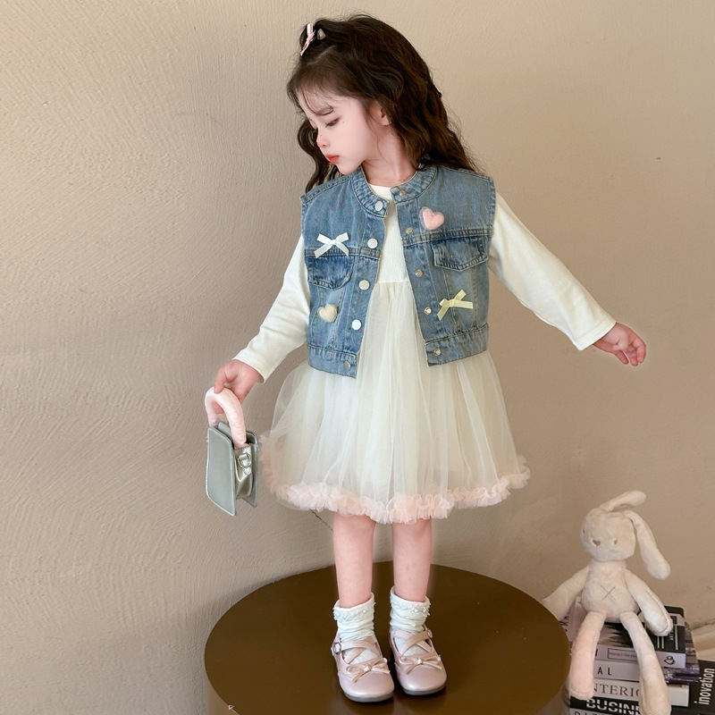 Set haljina za djevojčice u stilu princeze, duge rukave, mrežasti materijal mesh, pamuk 95%, podstava najlon 90%