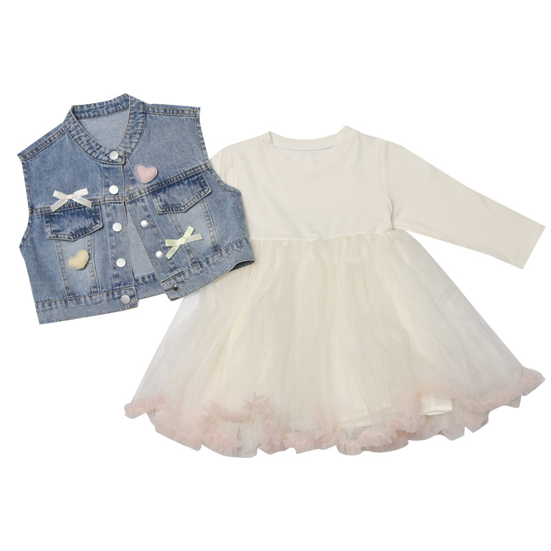 Set haljina za djevojčice u stilu princeze, duge rukave, mrežasti materijal mesh, pamuk 95%, podstava najlon 90%