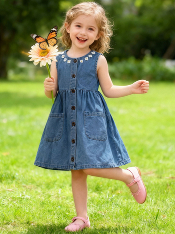 Haljina za djevojčice — princeza stil, bez rukava — pamuk, uzrast 3–8 godina, ljeto