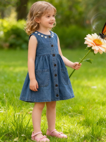 Haljina za djevojčice — princeza stil, bez rukava — pamuk, uzrast 3–8 godina, ljeto