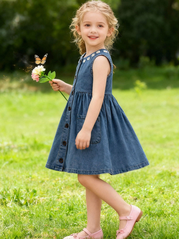 Haljina za djevojčice — princeza stil, bez rukava — pamuk, uzrast 3–8 godina, ljeto