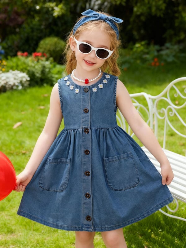 Haljina za djevojčice — princeza stil, bez rukava — pamuk, uzrast 3–8 godina, ljeto