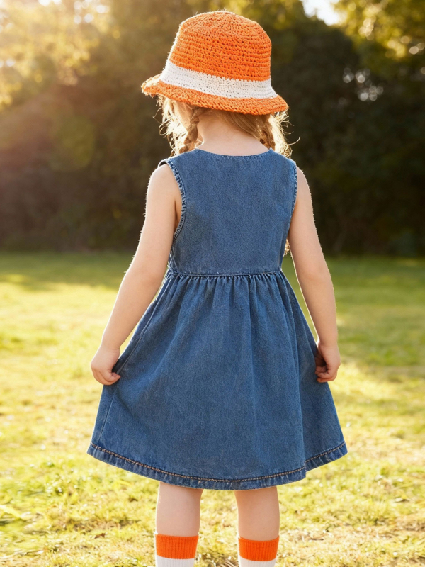 Haljina za djevojčice — princeza stil, bez rukava — pamuk, uzrast 3–8 godina, ljeto