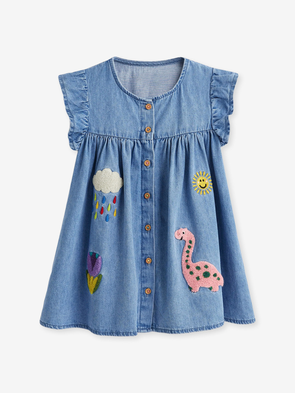 Dječja haljina kratkih rukava od pamuka, s vezom jednoroga, A-linija, za djecu 3-8 godina