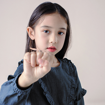 Dječja denims haljina, princeza stil, dugi rukavi, 63% pamuk, jednobojni uzorak