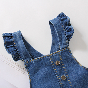 Djevojačka denim suknja s trakama, korejskog stila, 75% pamuka, za djevojčice 3–8 godina, proljeće i jesen