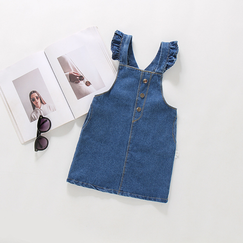 Djevojačka denim suknja s trakama, korejskog stila, 75% pamuka, za djevojčice 3–8 godina, proljeće i jesen