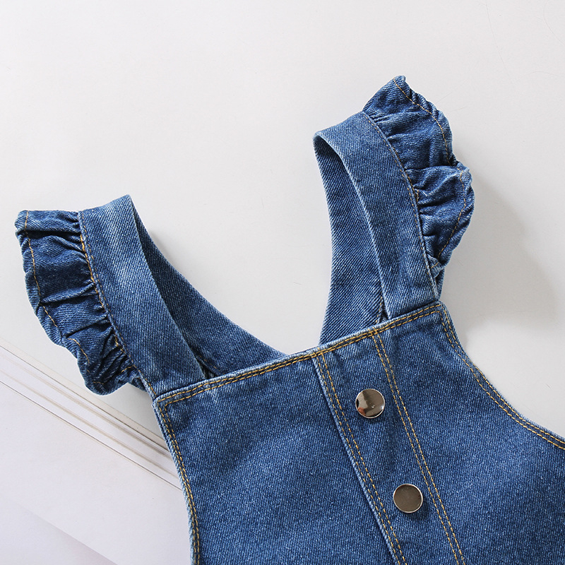 Djevojačka denim suknja s trakama, korejskog stila, 75% pamuka, za djevojčice 3–8 godina, proljeće i jesen