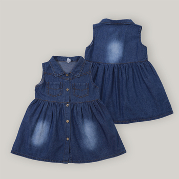 Lányoknak szánt denim ruhaszett pántokkal - két részes, egyszínű, 3–8 éveseknek