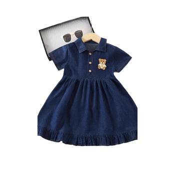 Gyerekeknek szánt denim ruha, koreai stílus, nyári modell 2025 (Stílus: Koreai verzió; Szövet: Pamut; Fő anyag összetevő: 100%; Szezon: Nyár; Alkalmas nem: Lányok)