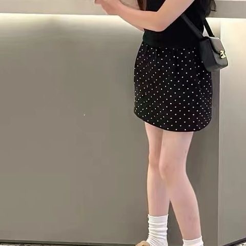 Dječja suknja za djevojčice u korejskom stilu sa uzorkom valova i točkica, A-linijska, od pamuka, ljeto, uzrast 3–8 godina, 70% pamuka