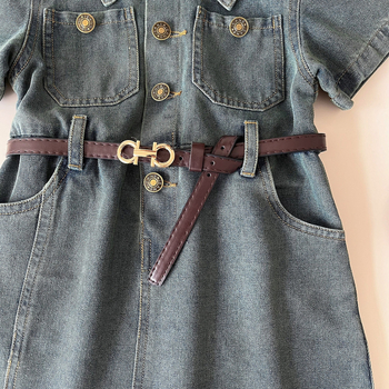 Dječja džins haljina u korejskom stilu, mekano pranje, 70% pamuk, A-linijski kroj, za djecu 3–8 godina