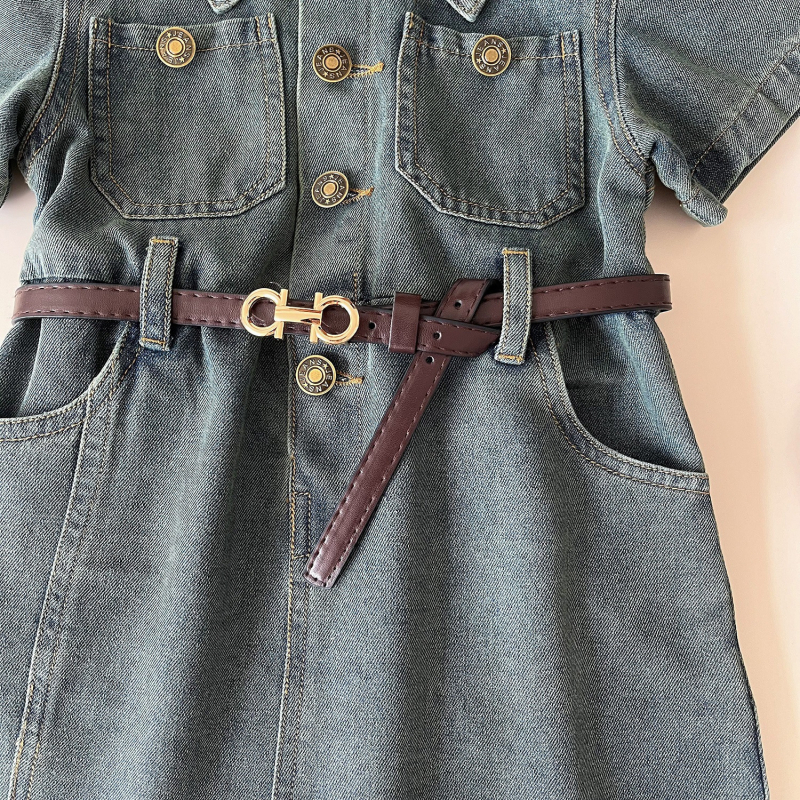 Dječja džins haljina u korejskom stilu, mekano pranje, 70% pamuk, A-linijski kroj, za djecu 3–8 godina