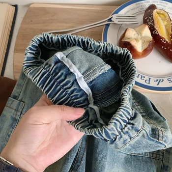 Gyerek farmernadrág, koreai stílus, homokos mosás, pamut, középső derekú