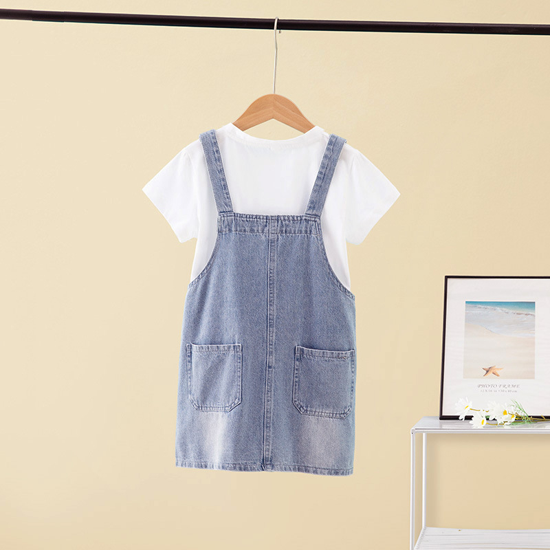 Lányoknak szóló denim szett - nyári A-vonalú slip szoknya, állatmintás, 99% pamut