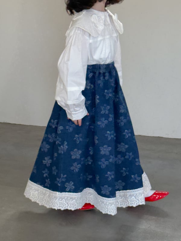 KUMAI.KIDS Dječja cvjetna traper suknja, korejski stil, 80% pamuk / 20% poliester, uzrast 3–8 godina, proljeće 2025