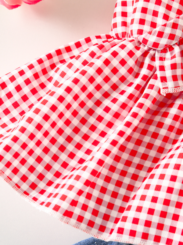 Két részes gyerekruha 1-3 éveseknek, ujjatlan felső és rövidnadrág, kötött poliészter anyag, nyár–tavasz, minták: csíkos, kockás, egyszínű