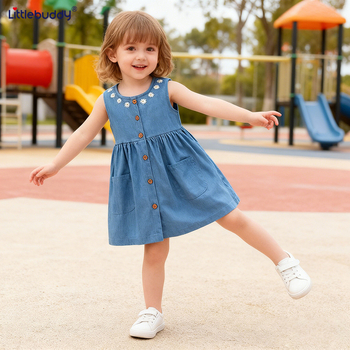 Dječja haljina za djevojčice — princes stil, materijal pamuk i lan, podstava od lana, za uzrast 3–8 godina, proljeće 2025