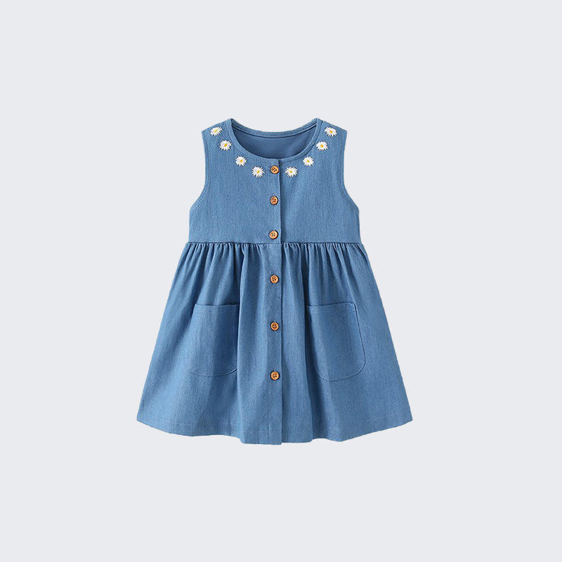 Dječja haljina za djevojčice — princes stil, materijal pamuk i lan, podstava od lana, za uzrast 3–8 godina, proljeće 2025