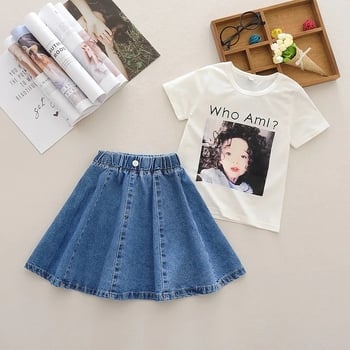 Koreai stílusú A-vonalú szoknya lányoknak, nyári viselet, poliészter anyag 30%, bélés poliészter 30–50%, megfelelő közepes és nagyobb gyerekeknek (8 év felett, 140 cm felett)