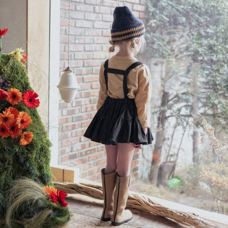 Kétoldalas viselhető denim ruha gyerekeknek, pántos, Cake szoknya, 90% pamut, 3–8 éveseknek (100–140 cm)